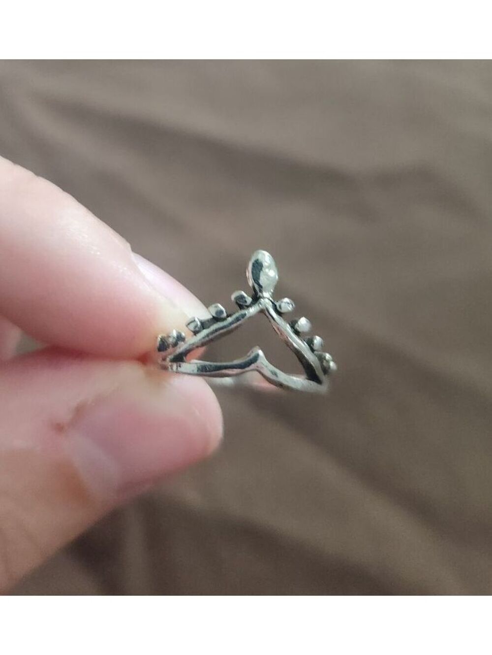 Vintage Style Silver Tone Crown Ring Fashion Jewelry Size 6.5